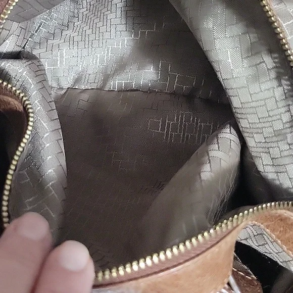 Cole Haan Dillan Ruched Cognac Brown Studded Satchel Bag Y2K Messy Fabulous - Picture 9 of 16